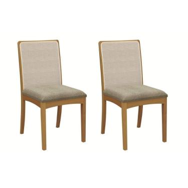 Imagem de Cadeira Sala De Jantar Lara 2cmm009ca Premium Madeira Maciça Kit 2 Un Carvalho/boucle Bege Fendi/tela Bege - Kappesberg
