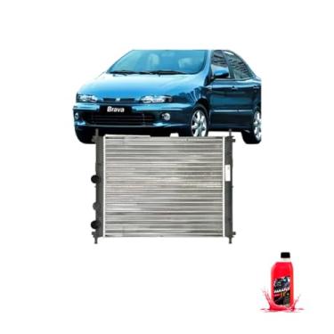 Imagem de Kit Radiador Brava 1.6 16V 00/01 c/Ar + Aditivo Radiador Paraflu Rosa 1L