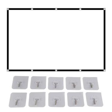 Imagem de Pissente Tela de Projeção Portátil, Cortina de Projeção Dobrável HD 16:9 Com Furos para Home Theater e Cinema Ao Ar Livre, Material Em Poliéster Branco (120 polegadas)