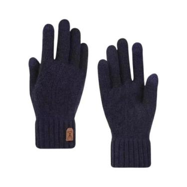 Imagem de Lã quente masculina malha luvas, tela sensível ao toque mais velo luva