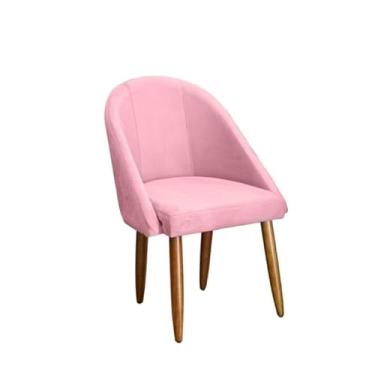Imagem de Cadeira Veludo Bege – Poltrona Elegante para Sala de Estar Decoração Moderna Confortável e Luxuosa (rosa)