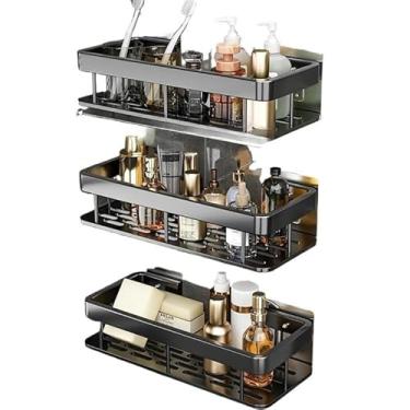 Imagem de Suportes De Prateleira De Canto Para Casa De Banho E Cozinha - Prateleiras Adesivas E AcessóRios Para Casa De Banho(A-3 Retangular -preto)