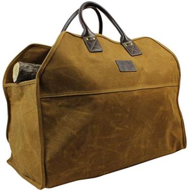 Imagem de Bolsa de transporte de tronco de lona de cera resistente, bolsa grande de madeira de fogo, suporte de lenha durável, sacolas de compras de lona, bolsa de armazenamento de acessórios para fogão de