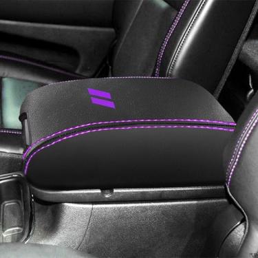 Imagem de YOSRTER Para Dodge Durango Accessories 2011-2018 2019 2020 capa de apoio de braço para console central caixa interior de couro anti-arranhões decoração de braço central (pontos roxos)