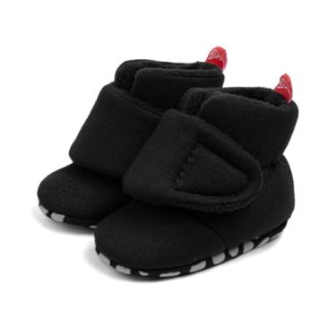 Imagem de Botas infantis antiderrapantes de lã quentes First Walkers Essentials Sapatos aconchegantes para bebês meninos e meninas, Preto, 12-18 Months Toddler