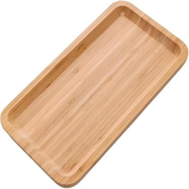 Imagem de Bandeja para petiscos retangular de bambu, ideal para servir, leve, rustica.