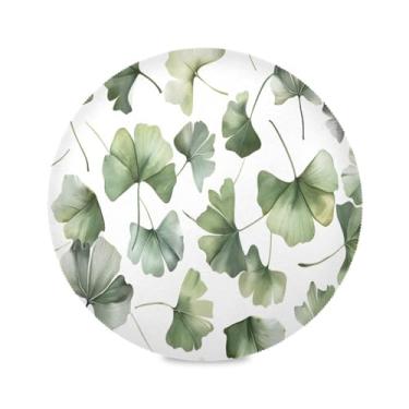 Imagem de Wassud Jogo americano folhas verdes tapetes de mesa redondos para cozinha e jantar tapetes laváveis resistentes ao calor decoração de mesa 39 cm