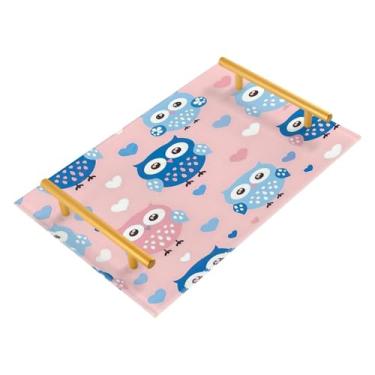Imagem de Wassud Bandeja de banheiro de corujas e corujas e corações bandejas de perfume com alça de maquiagem bandeja de cômoda para quarto e cozinha, 30 x 20 cm