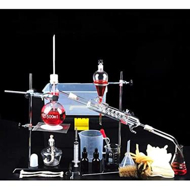 Imagem de LMJYU Destilador de laboratório, conjunto de dispositivos de destilação, equipamento de experimento químico escolar, ferramentas educacionais, purificação/refinação de óleo essencial/água destilada