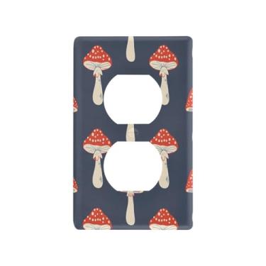 Imagem de Wassud Red Mushrooms Light Switch Cover Plate Decorativa Capa de Parede para Tomadas Elétricas Duplex 4,53 x 2,76 polegadas
