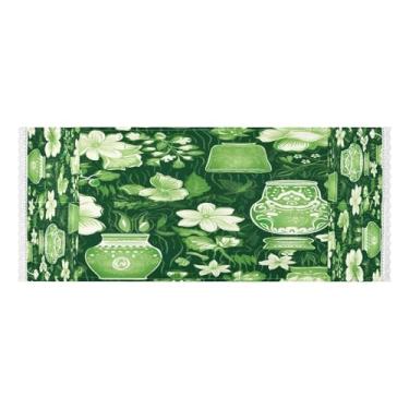 Imagem de Wassud Capas de lavadora e secadora de vasos de flores verdes e brancas, protetor de lavadora com sacos de armazenamento, capa de geladeira à prova de poeira com bolsos para lavanderia doméstica