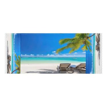 Imagem de Wassud Capas de lavadora e secadora de praia e palmeira, protetor de lavadora com sacos de armazenamento, capa de geladeira à prova de poeira com bolsos para lavanderia doméstica, cozinha, 120 x 55 cm