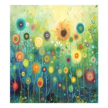 Imagem de Qilmy Pintura a tinta de flores capa de ímã de lava-louças 58 x 66 cm para porta da frente capas decorativas de geladeira adesivo de folha magnética para máquina de lavar louça painel de geladeira