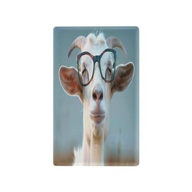 Imagem de Wassud Placa de cobertura de interruptor de luz, capas de tomadas duplas, placa de parede, cabra engraçada, decoração de casa, sala de estar, quarto, decoração