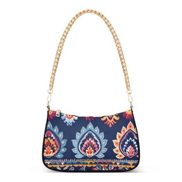Imagem de CEBUGI Bolsas transversais femininas bolsa de ombro boho floral bolsa clutch elegante com alça de corrente