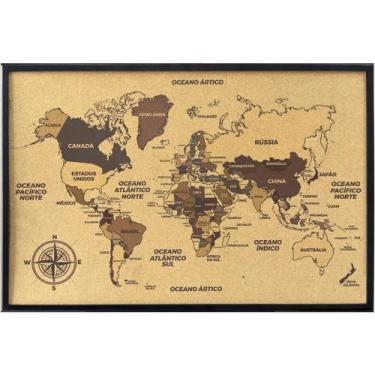 Imagem de Quadro Decorativo Mapa Mundi em Cortiça 90X60CM - Stalo