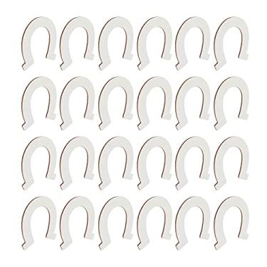 Imagem de GLOGLOW 24 Unidades de Fatias de Madeira, Recortes de Ferradura, Pingentes Artesanais de Madeira Inacabados para Decoração de Casa DIY, Quarto Infantil, Projetos de Férias, Necessidades Diárias