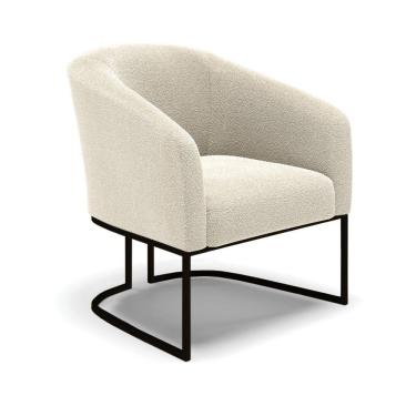 Imagem de Poltrona Decorativa Base Industrial Preto Stella Bouclê D03 - D'rossi Cor Rose