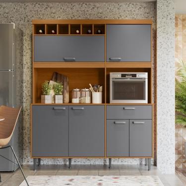 Imagem de Kit Cozinha Dakota Com 11 Portas E 2 Gavetas Jequitiba-cinza Lukaliam