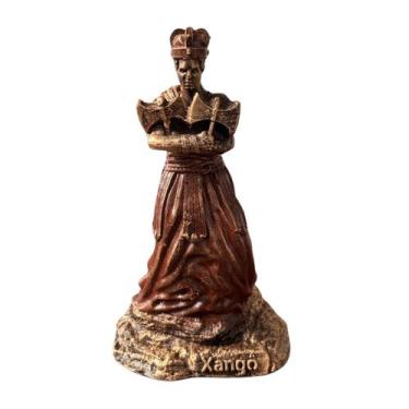 Imagem de Escultura Xangô com Machado Duplo Marrom Vintage Resina 11cm - Lua Mís
