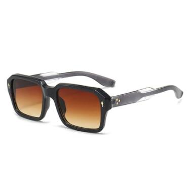 Imagem de Óculos de Sol Vintage Feminino Punk com Rebites, Lentes Transparentes com Degradê Oceano, Proteção UV400 (Preto, Cinza e Chá)