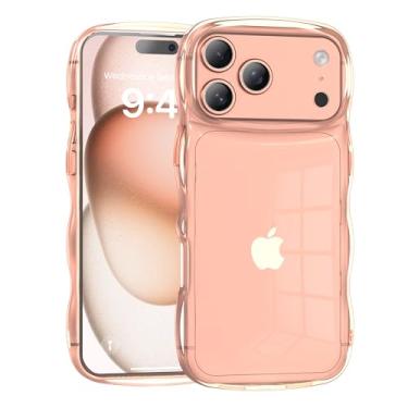 Imagem de BOBULIER Capa transparente com moldura ondulada para iPhone 17 Air de 6,7 polegadas, linda capa de telefone de TPU macia e não amarelada à prova de choque com bordas onduladas encaracoladas, capa