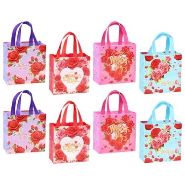 Imagem de RAORAOYUE Bolsa de presente Happy Mother's Day, com 12 peças, não tecida, reutilizável, com alças para lembrancinhas de festa do Dia das Mães - 23 x 22 x 11 cm