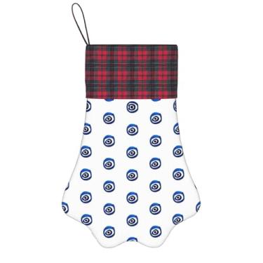 Imagem de SKKNT Meias de Natal com estampa de olhos turcos, animais de estimação, decoração de Natal, cães, gatos, árvores, doces, presente, conveniente