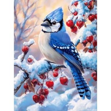 Imagem de UPABLUNSO DIY The Blue Jay Diamond Painting 30,5 x 40,6 cm, kits de broca redonda completa, arte em mosaico para adultos, relaxar, decoração de parede, presente de festival