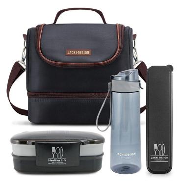 Imagem de Kit De Bolsa Térmica, Marmita, Garrafa E Porta Talheres For Men Preto-marrom