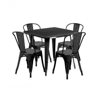 Imagem de Conjunto Mesa Tolix 80 Cm + 4 Cadeiras Tolix - Preto