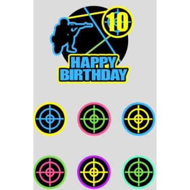 Imagem de Paintball Cake Topper Kids Official Teen Shooting Theme 10th Birthday Happy Crosshair Decorations, Boys and Girls Birthday Party, Shooting War Game Party Decoration (10th)