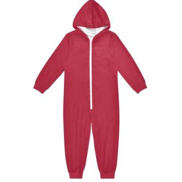 Imagem de Moletom infantil unissex azul rosa gradiente infantil, macacão de peça única para crianças, meninas, meninos, 5-14 anos, Vermelho cardeal, 9-11 Years