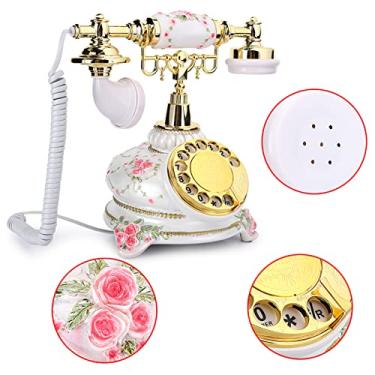 Imagem de Cryfokt Disco Giratório Vintage, Telefone Antigo para Decoração de Home Office, Resina, Estilo Country, Telefone retrô para Sala de Estar