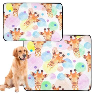 Imagem de TSENQUE Almofadas laváveis para cães de estimação, tapete impermeável para caixa de cachorro, aquarela, girafa, pontos coloridos, almofada pequena para animais de estimação, gatos, absorventes de cães