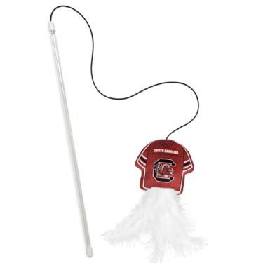 Imagem de NCAA South Carolina Gamecocks Team Jersey Wand com NIP de gato, brinquedo de pelúcia em forma de jérsei para gatos e gatinhos – Brinquedo interativo para animais de estimação para brincar e se