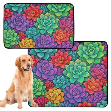 Imagem de TSENQUE Almofadas de xixi, laváveis, coloridas, suculentas, reutilizáveis, almofada para gatos de estimação, tapete de caixa de cachorro fofo, impermeável, tapete absorvente, pequeno x pacote com 3