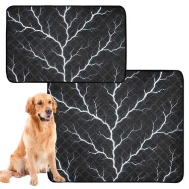 Imagem de TSENQUE Almofadas de xixi laváveis para cães, ramificação branca, relâmpago, preto, para animais de estimação, almofada de xixi para gatos, à prova d'água, tapete de gaiola de cachorro fofo absorvente