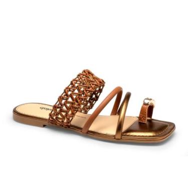 Imagem de Rasteirinha Dakota Bronze Chinela Feminina Rasteira Sandália, Bronze, 