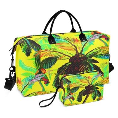 Imagem de CEBUGI Bolsa feminina acolchoada com palmeiras tropicais, grande, bolsa de viagem de fim de semana, bolsas hospitalares para trabalho de parto e parto