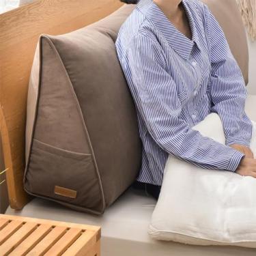 Imagem de BAGASI Almofada lombar de cunha, almofada de leitura triangular com pescoço ajustável para sofá-cama, cabeceira, apoio lombar nas costas, almofada de encosto, café, 80 x 45 x 25 cm