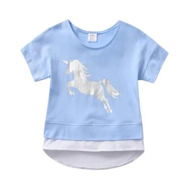 Imagem de Dxton-camisetas de manga curta verão para meninas, top de algodão esta