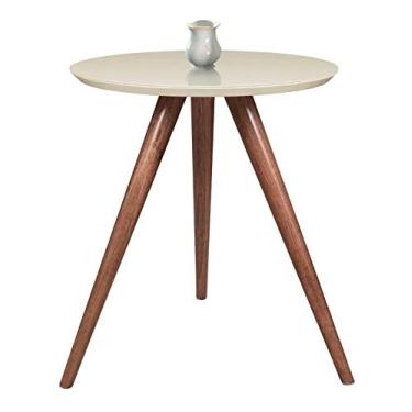 Imagem de Mesa Canto Lateral Redonda Tripé Tampo Vidro Laqueado Cor: Branco