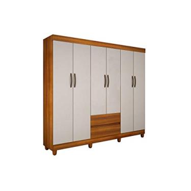 Imagem de Roupeiro Porto 6 Portas Sem Espelho Nogal & Off Sallêto Móveis