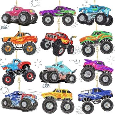 Imagem de 12 kits de arte de diamante para marcadores de livro - kits de arte de diamante para adultos com pingente, caminhões de pintura, marcadores, artes e artesanato, presentes para crianças e adultos