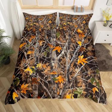 Imagem de Erosebridal Jogo de cama camuflado Queen Size rústico fazenda camuflagem capa de edredom camuflagem floresta caça capa de edredom para meninos adultos homens, natureza floresta camuflagem capa de