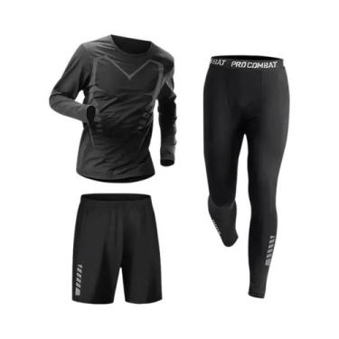 Imagem de Conjunto De Roupas De Compressão Masculinas Para Esportes, Fitness, Co