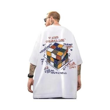 Imagem de Camiseta Casual Masculina 8XL Com Estampa Vintage De Cubo Mágico Color