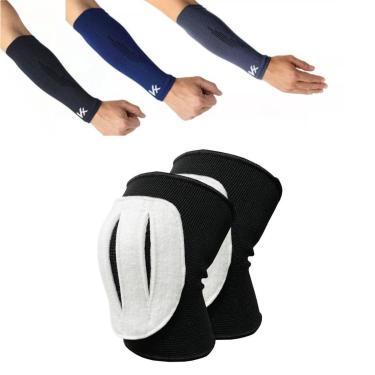 Imagem de Kit Volei Joelheira C/ Feltro Branca e Manguito Curto Kanxa de Voleibol-Unissex