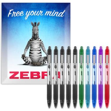 Imagem de Zebra Z-Grip Caneta esferogr fica retr til suave ponta de 1,0 mm conjunto escolar pacote com 10 em carteira de papel o